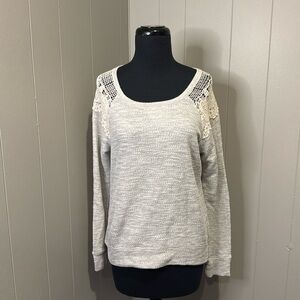 Delia’s Women’s Large Sweater Long Sleeve Lace Cold Shoulder Knit Cozy